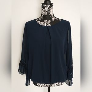 By & By Navy Long Sleeve Top